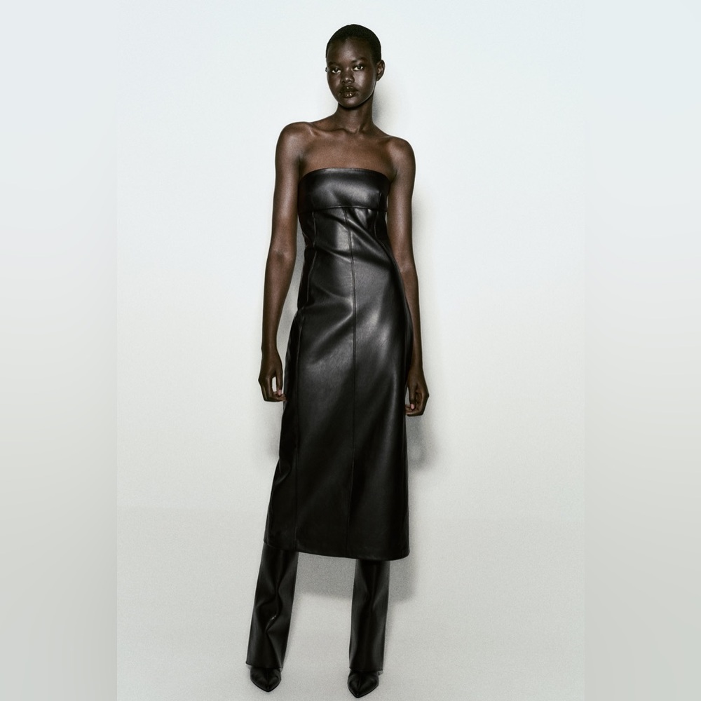 Zara Black Strapless Midi Dress